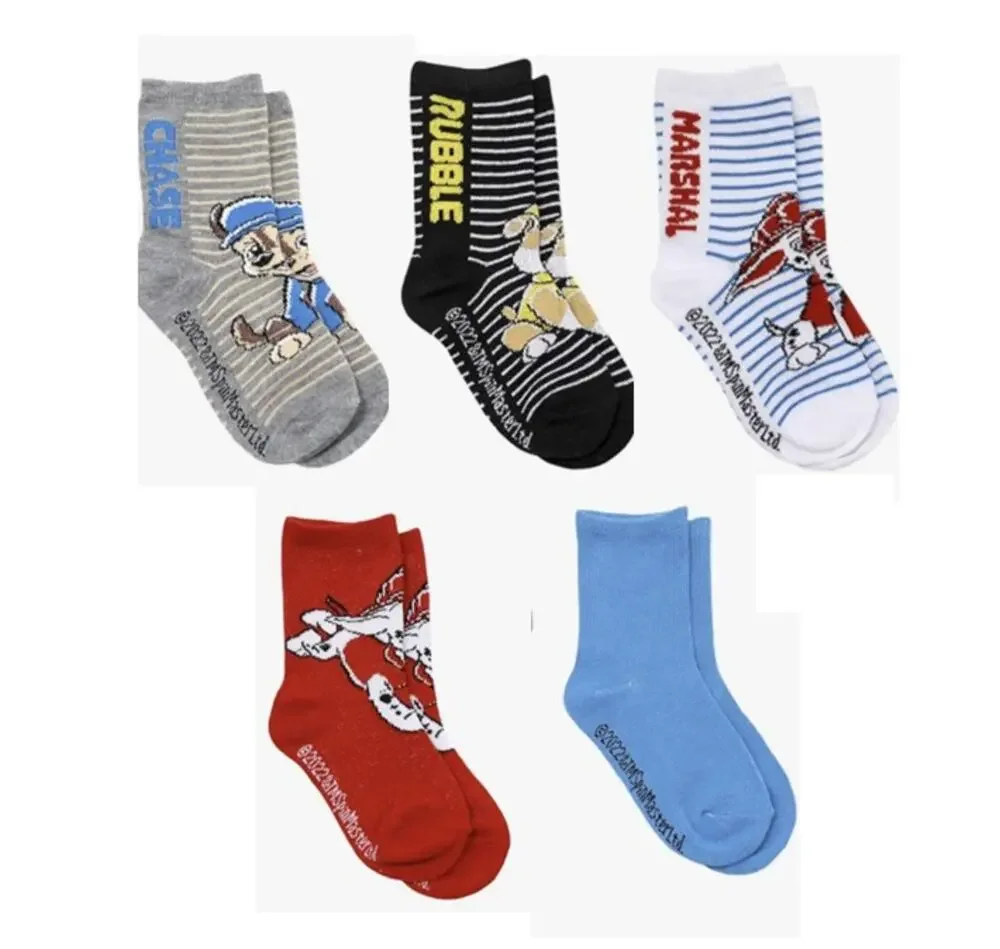 Nickelodeon Little Boy's 5 Pack Paw Patrol Character Crew Socks, Size 10-3 Boys